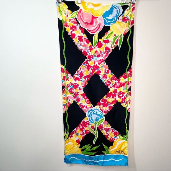 Bob Mackie Wearable Art 100% Silk Floral Print Scarf - Picture 3 of 9
